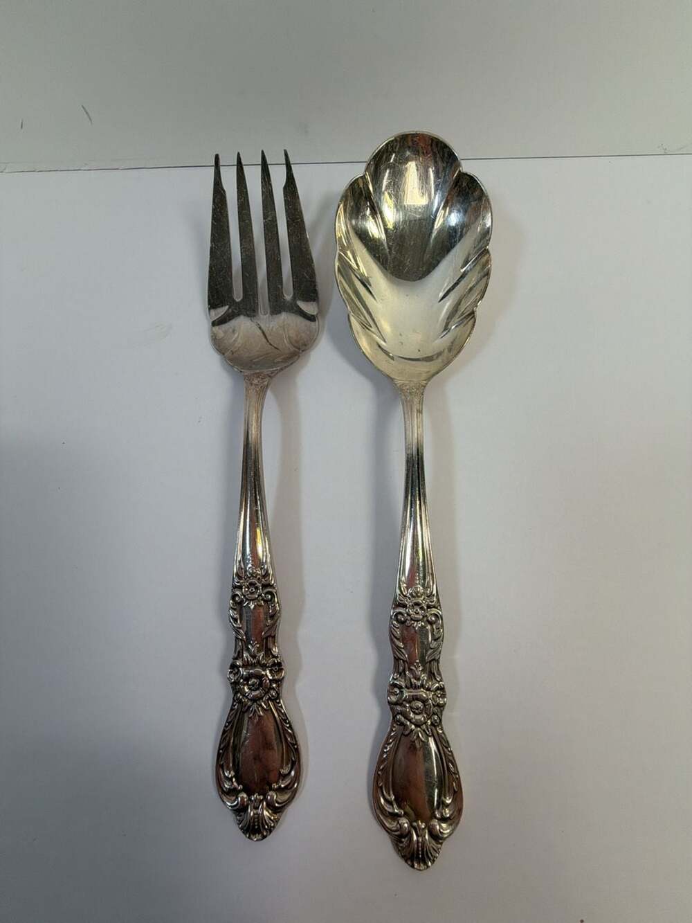 1847 Rogers Bros Heritage Silverplate Serving‎ Spoon and Fork Set